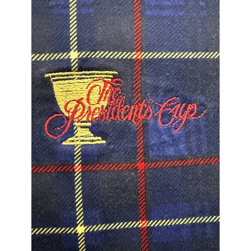 Polo Ralph Lauren The Presidents Cup Plaid Polo Shirt Mens Large Navy Blue L